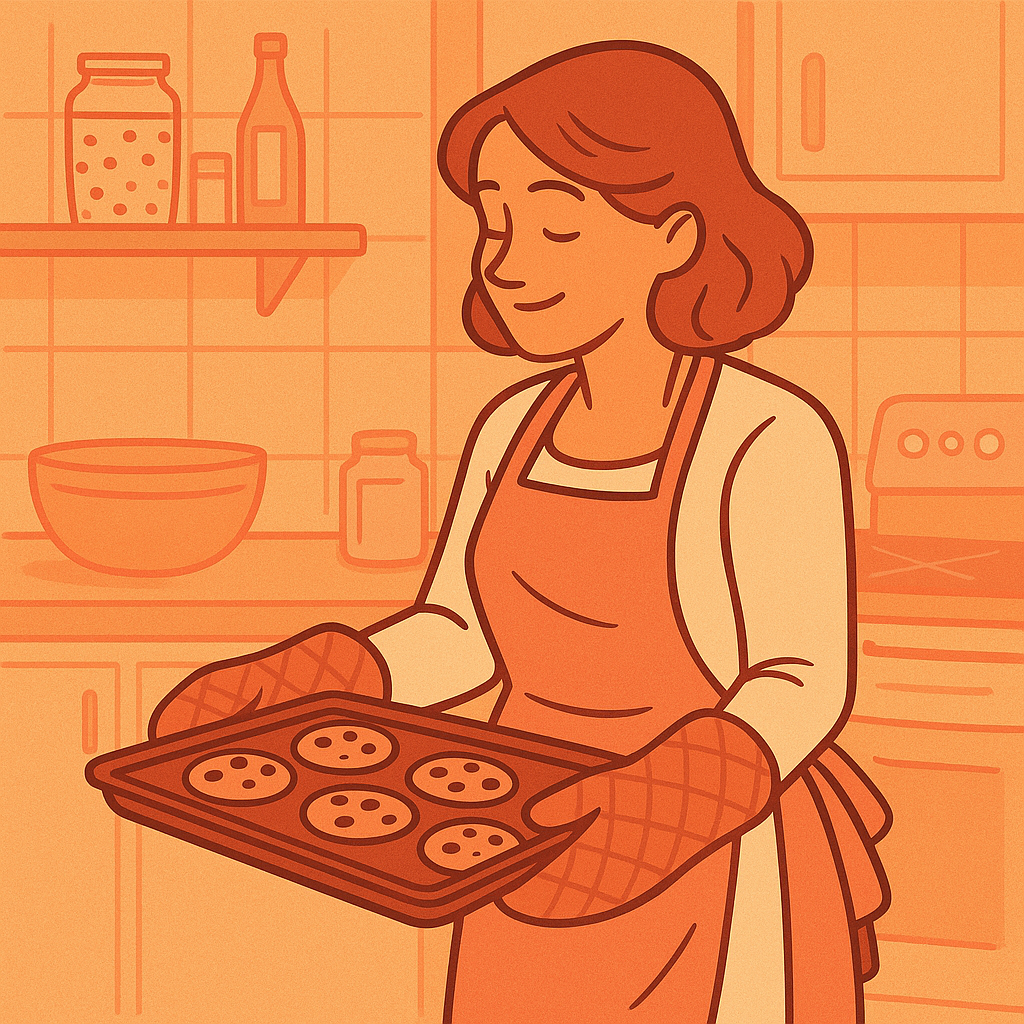Mother baking cookies